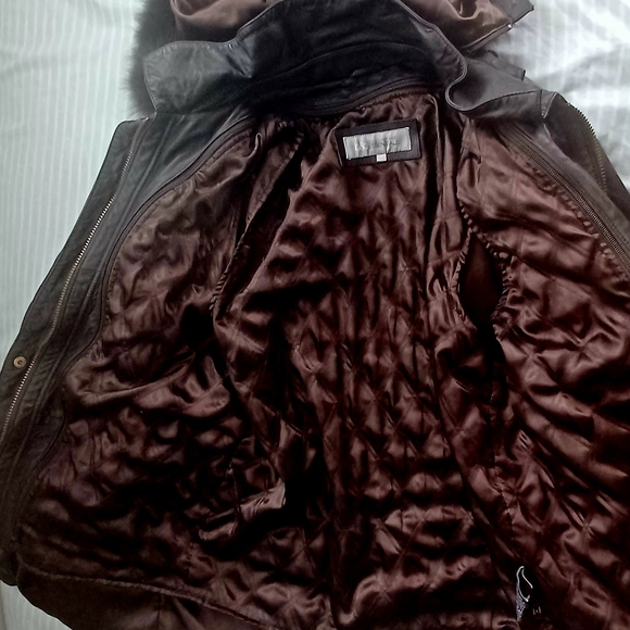 Dark Brown Fur-Lined Hooded Jacket - Picture 2 of 3